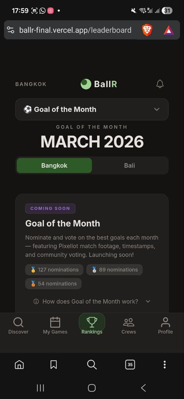 BallR Goal of the Month